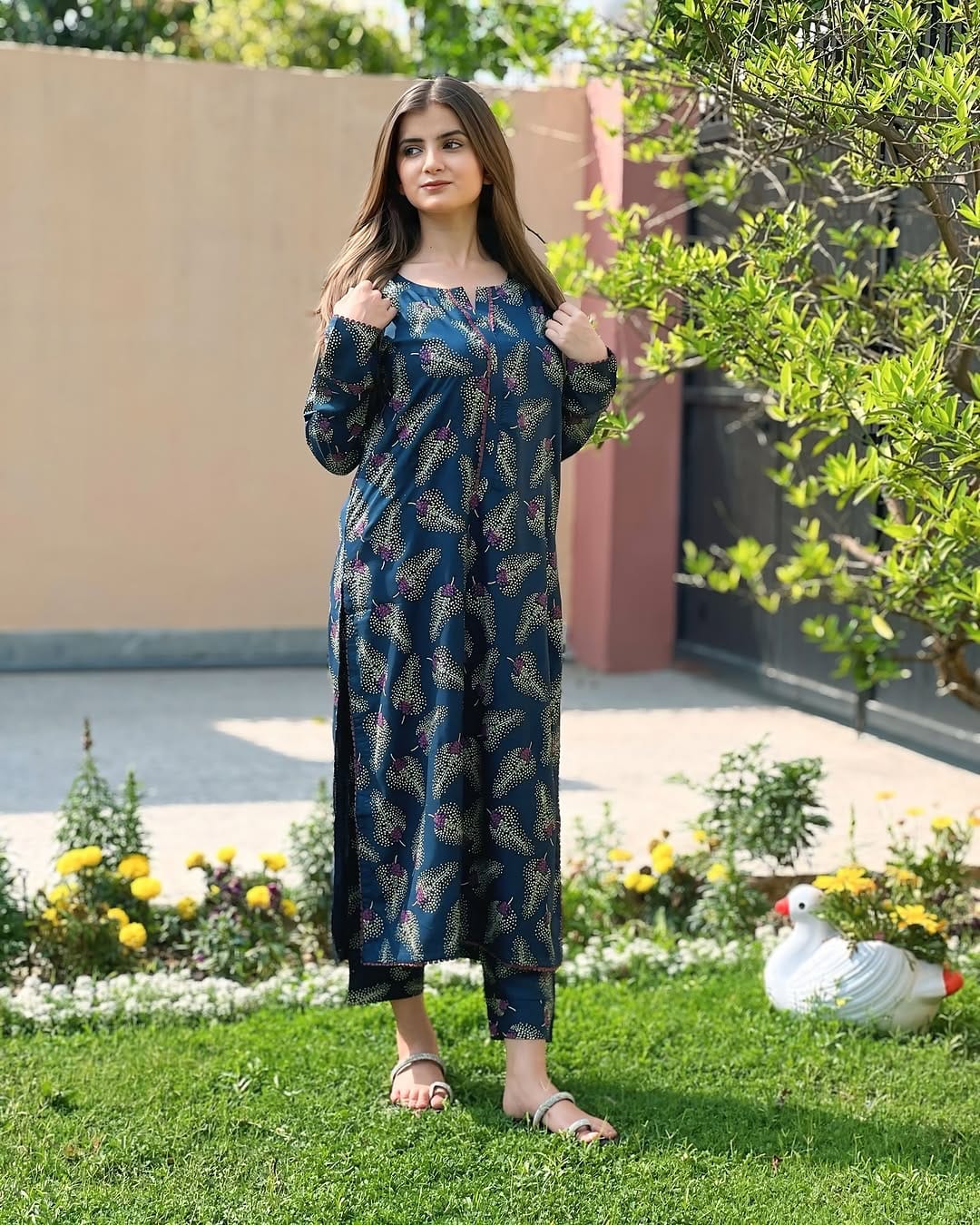 Neelofur Printed Suit β Summer Arabic Lilen 2-Piece Set | Branded Paste Printing