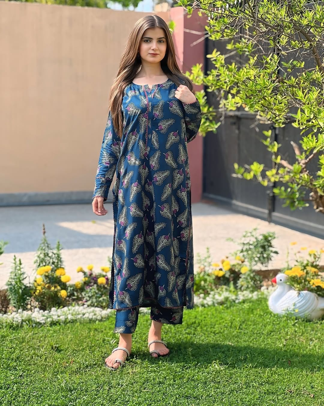 Neelofur Printed Suit – Summer Arabic Lilen 2-Piece Set | Branded Paste Printing
