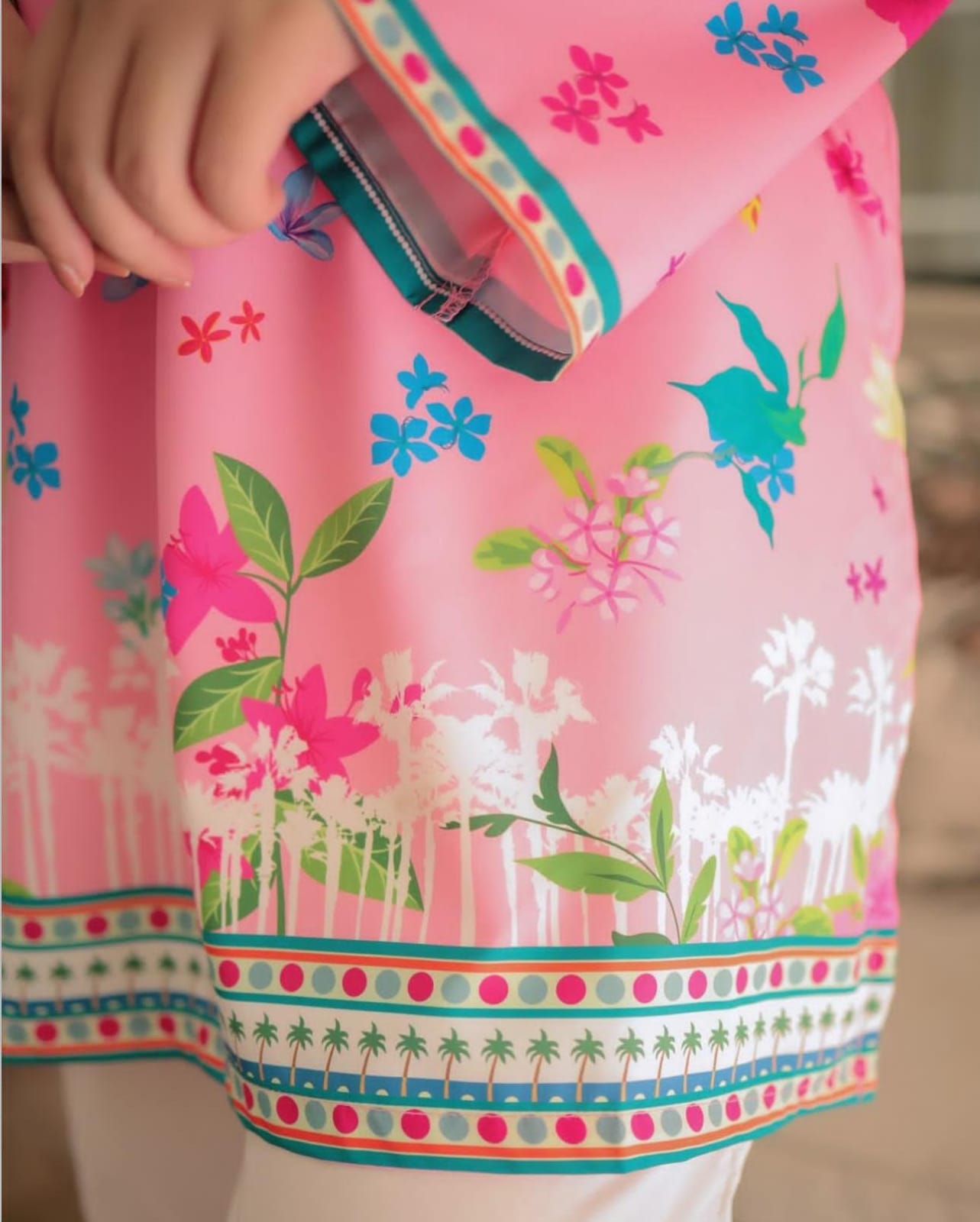 PINK FLORAL Co-Ord Set – Silky Lawn 2-Piece