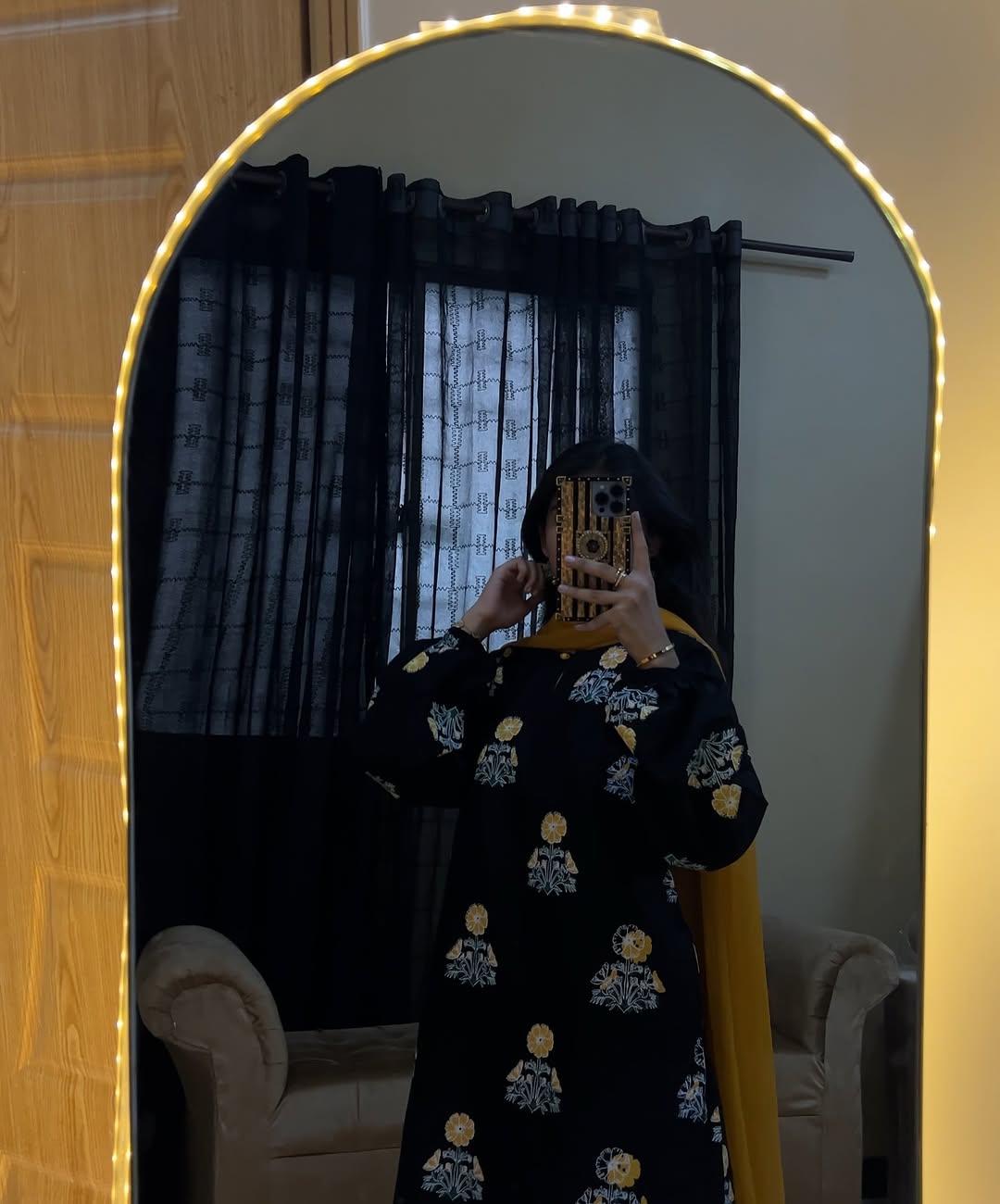 Sunlight Flower Black 2PC/3PC Suit – Premium Summer Linen